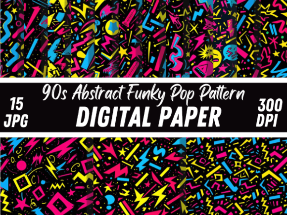 90s Abstract Funky Pop Pattern Bundle: The Ultimate Digital Resource for Creative Projects
