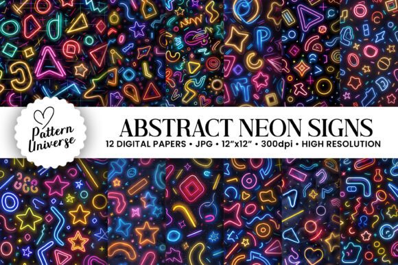 Abstract Neon Lights Digital Papers