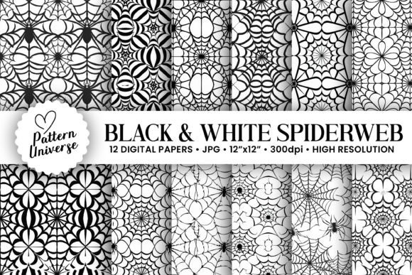 Black White Spiderweb Digital Papers