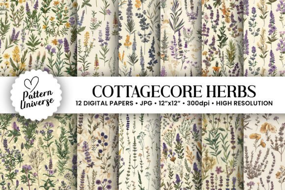 Cottagecore Herbs Garden Digital Papers