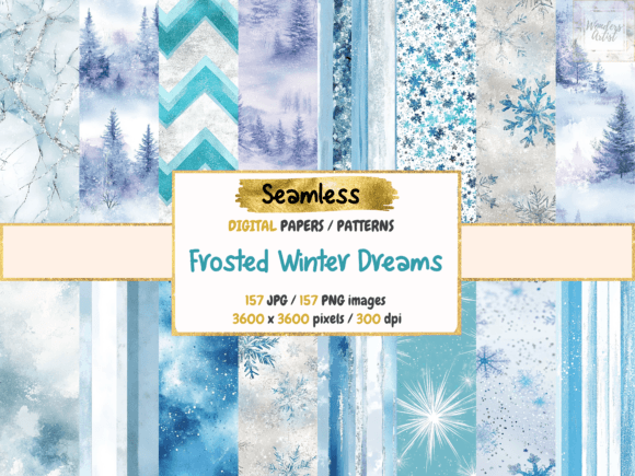 Frosted Winter Dreams Digital Papers: Elevate Your Creative Projects with Seasonal Elegance