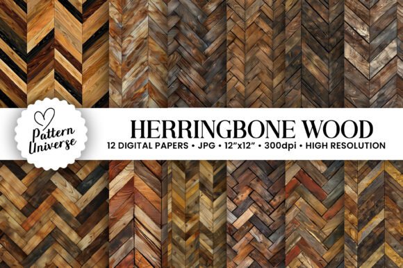 Herringbone Wood Digital Papers for Creative Projects