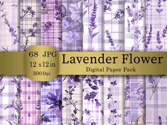 Lavender Flower Digital Paper Bundle for Creators