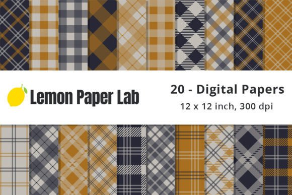 Navy Blue, Ochre and Beige Plaid Pattern: A Versatile Digital Asset for Seasonal Design