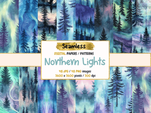 Northern Lights Seamless Digital Papers