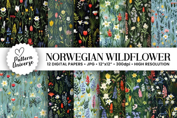 Norwegian Wildflowers Digital Papers