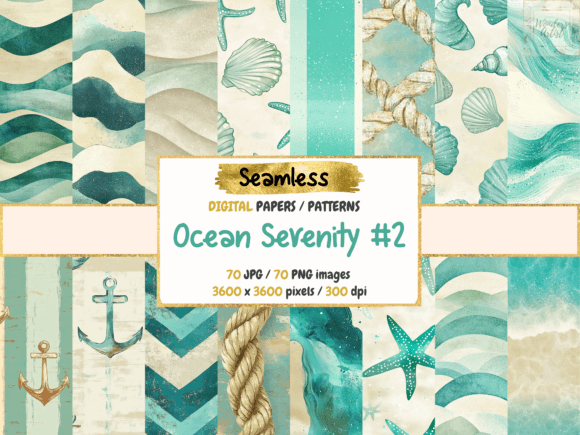 Ocean Serenity 2 Seamless Digital Paper
