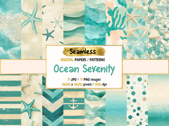 Ocean Serenity Seamless Digital Papers: Transforming Your Creative Projects with Coastal Calm
