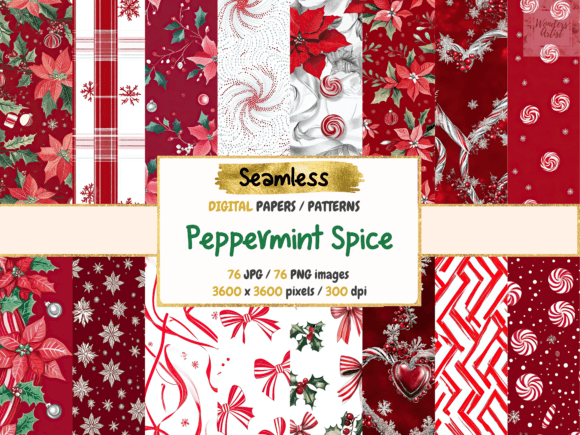 Peppermint Spice Seamless Digital Papers