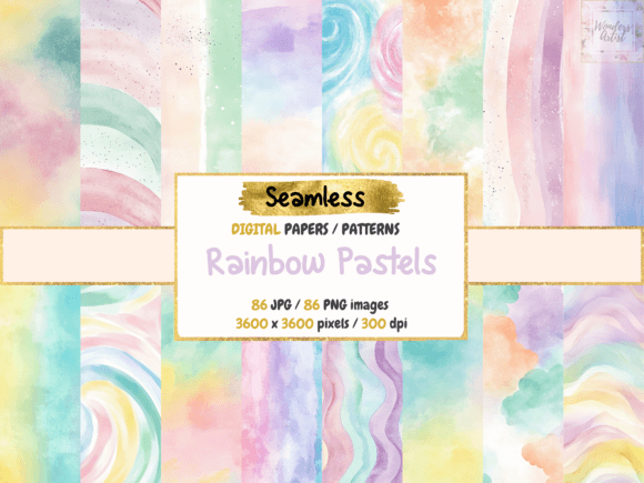 Rainbow Pastels Seamless Digital Papers