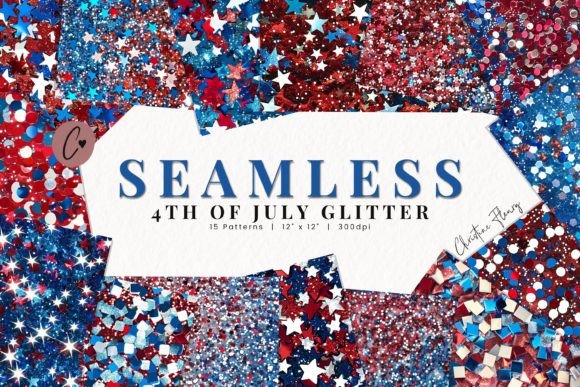 Seamless 4th of July Glitter Paper for Creative Projects