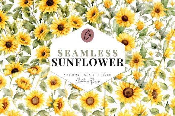 Seamless Sunflower Digital Paper for Creators
