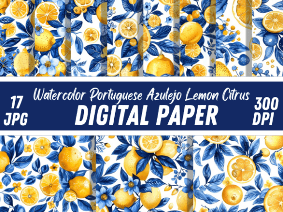Summer Portuguese Azulejo Lemon Pattern: A Vibrant Digital Resource for Creatives