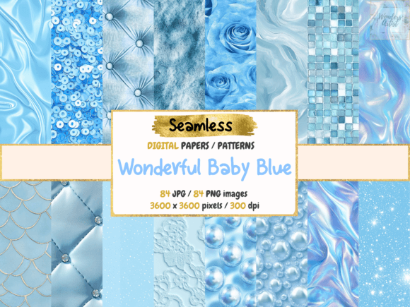 Wonderful Baby Blue Digital Papers